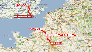Map showing route