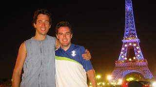 Mark and Paul in front of Eiffel Tower